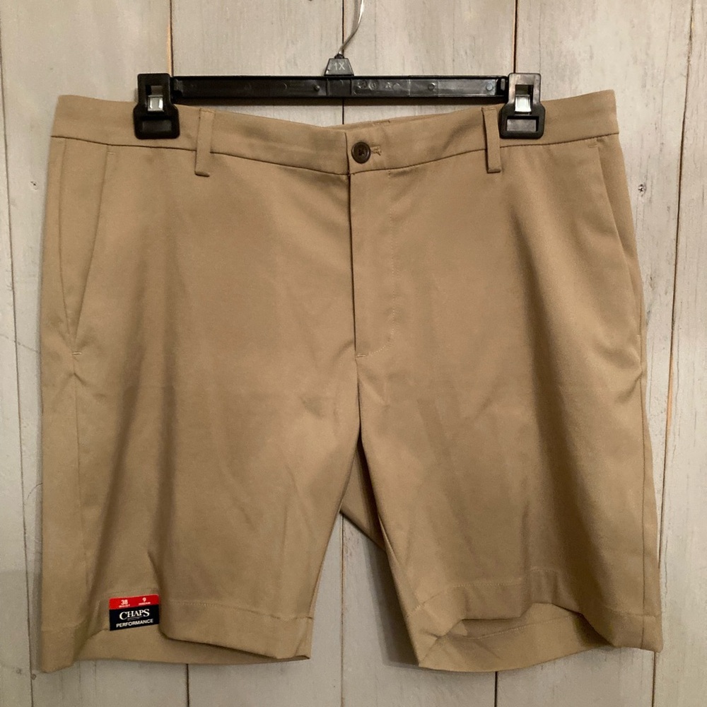 Men's Chaps Stretch Shorts Sz 38 Inseam 9 Khaki Stretch Moisture Wicking‎ New